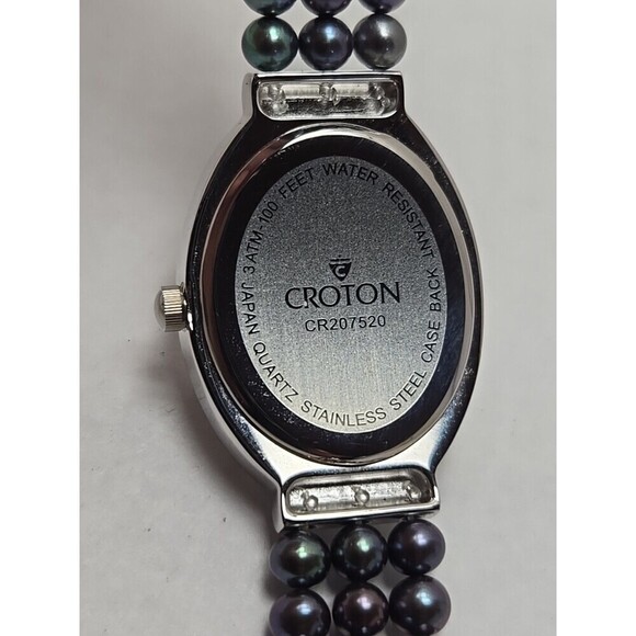 Croton Womens Iridescent Black Pearl Watch Crystal Pave Bracelet New Battery - Picture 10 of 10